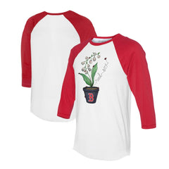 Boston Red Sox Tiny Turnip Unisex Lilies & Ladybugs 3/4-Sleeve Raglan T-Shirt - MLB T-shirts
