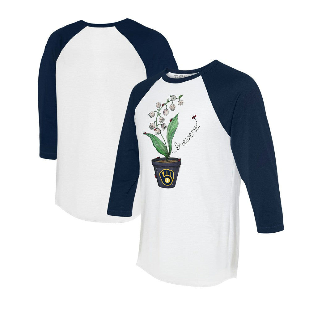 Milwaukee Brewers Tiny Turnip Unisex Lilies & Ladybugs 3/4-Sleeve Raglan T-Shirt - MLB T-shirts