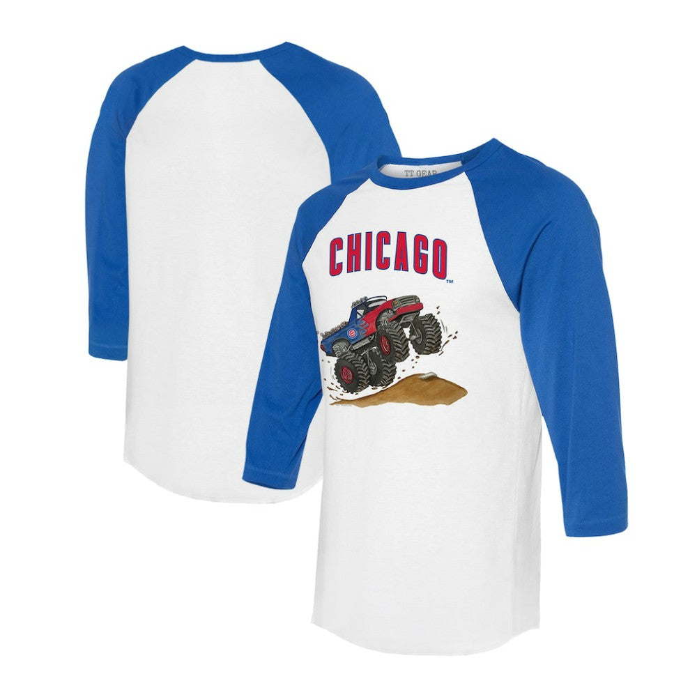 Chicago Cubs Tiny Turnip Unisex Monster Truck 3/4-Sleeve Raglan T-Shirt - MLB T-shirts
