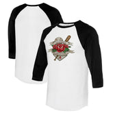 Arizona Diamondbacks Tiny Turnip Unisex Tattoo Rose 3/4-Sleeve Raglan T-Shirt - MLB T-shirts
