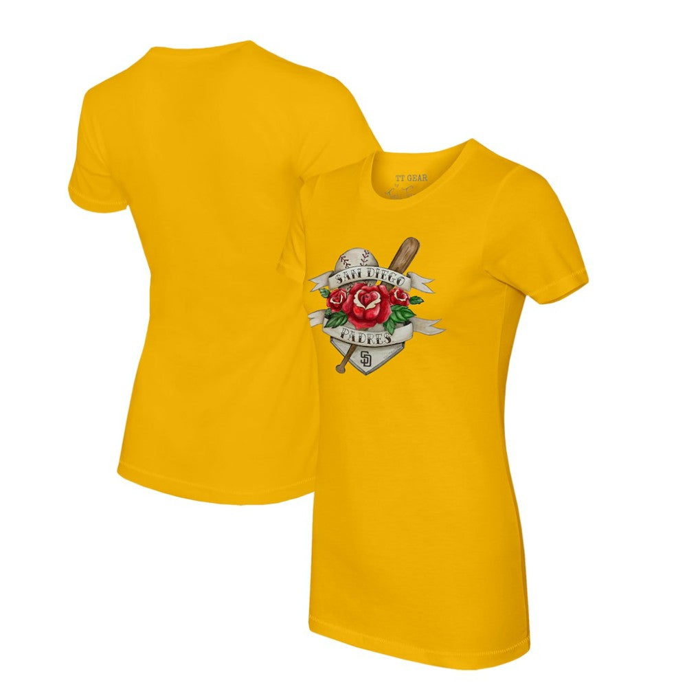 San Diego Padres Tiny Turnip Women's Tattoo Rose T-Shirt - MLB T-shirts