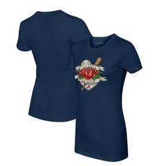Atlanta Braves Tiny Turnip Women's Tattoo Rose T-Shirt - MLB T-shirts