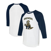 Milwaukee Brewers Tiny Turnip Unisex Triceratops 3/4-Sleeve Raglan T-Shirt - MLB T-shirts