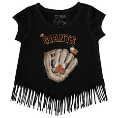 San Francisco Giants Tiny Turnip Girls Youth Butterfly Glove Fringe T-Shirt - MLB T-shirts