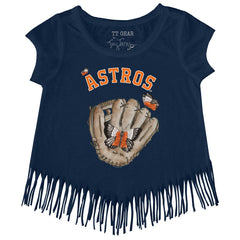 Houston Astros Tiny Turnip Girls Youth Butterfly Glove Fringe T-Shirt - MLB T-shirts