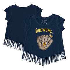 Milwaukee Brewers Tiny Turnip Girls Youth Butterfly Glove Fringe T-Shirt - MLB T-shirts