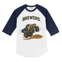 Milwaukee Brewers Tiny Turnip Youth Monster Truck 3/4-Sleeve Raglan T-Shirt - MLB T-shirts