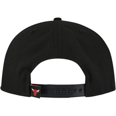 Black Chicago Bulls Oversized Puff Print Logo Golfer Snapback Hat | NBA