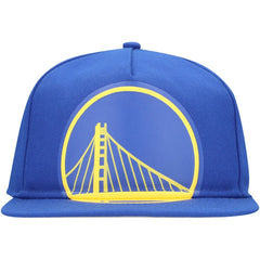 Royal Golden State Warriors Oversized Puff Print Logo Golfer Snapback Hat sale | NBA