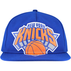 Blue New York Knicks Oversized Puff Print Logo Golfer Snapback Hat | NBA