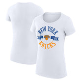 White New York Knicks G-III 4Her by Carl Banks Women's Super-Slim Fit Lightweight Large City Logo T-Shirt | NBA