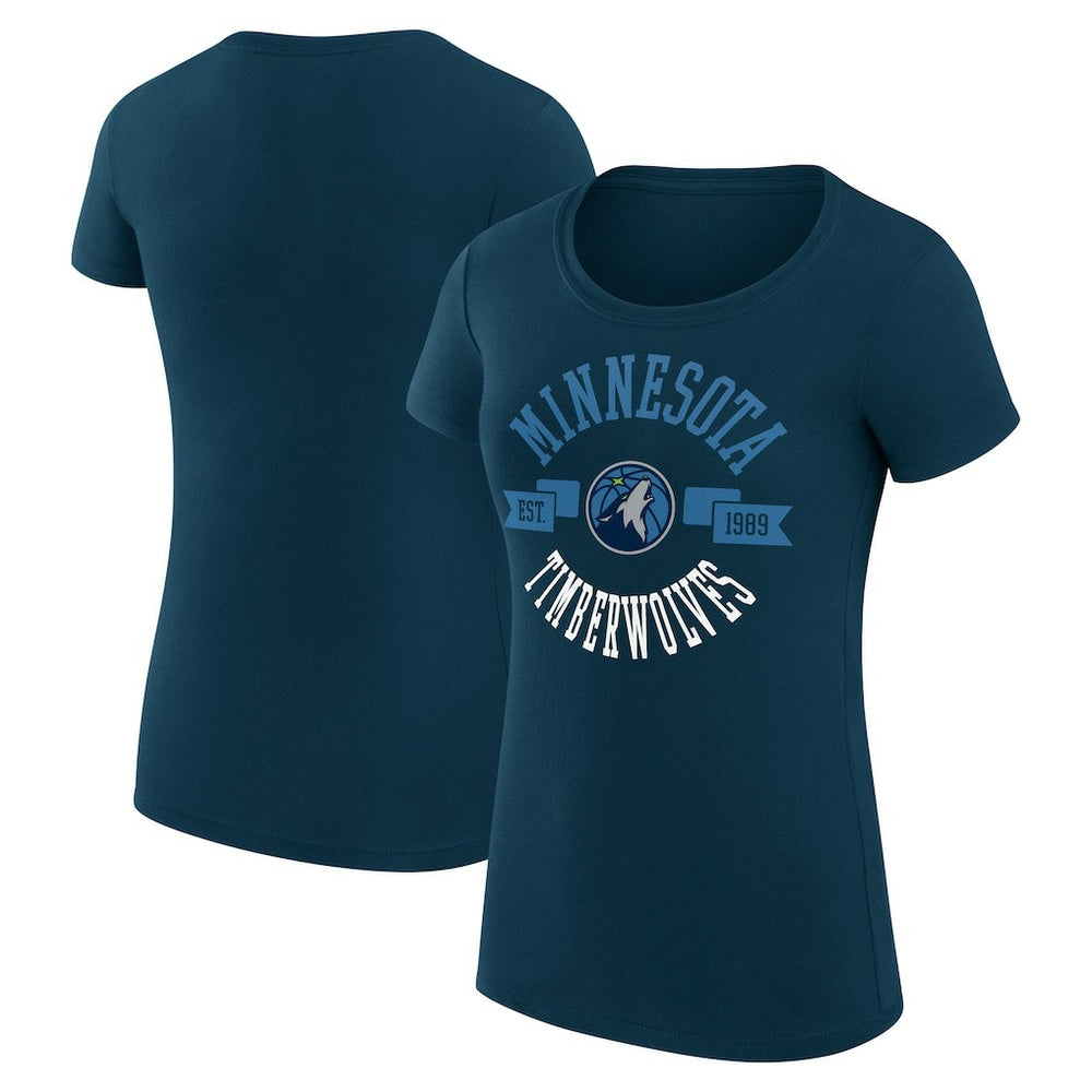 Navy Minnesota Timberwolves G-III 4Her by Carl Banks Women's Super-Slim Fit Lightweight Large City Logo T-Shirt | NBA