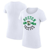 White Boston Celtics G-III 4Her by Carl Banks Women's Super-Slim Fit Lightweight Large City Logo T-Shirt | NBA