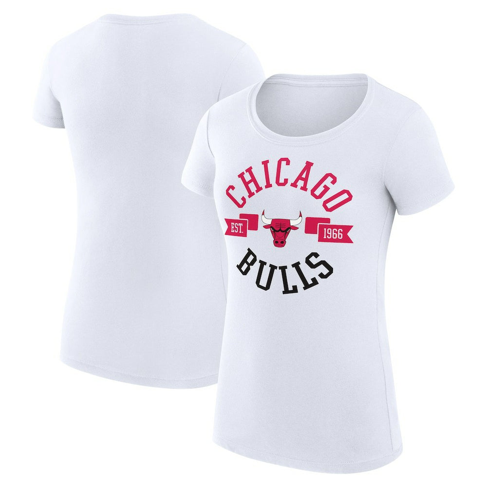 White Chicago Bulls G-III 4Her by Carl Banks Women's Super-Slim Fit Lightweight Large City Logo T-Shirt sale | NBA