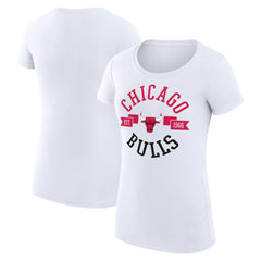 White Chicago Bulls G-III 4Her by Carl Banks Women's Super-Slim Fit Lightweight Large City Logo T-Shirt sale | NBA