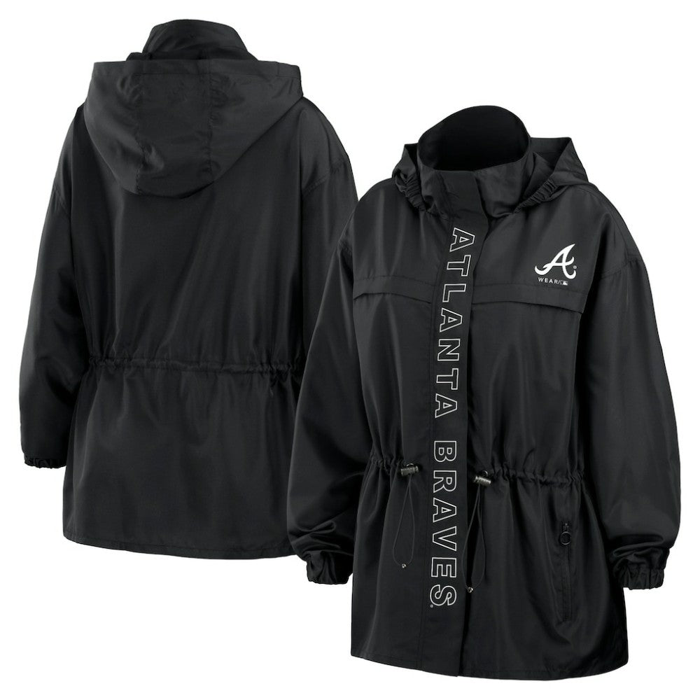 Atlanta Braves WEAR by Erin Andrews Women's Full-Zip Windbreaker Hoodie Jacket - MLB Jackets