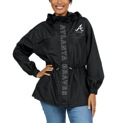 Atlanta Braves WEAR by Erin Andrews Women's Full-Zip Windbreaker Hoodie Jacket - MLB Jackets