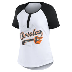Baltimore Orioles WEAR by Erin Andrews Women's Fitted Henley Raglan T-Shirt - MLB T-shirts
