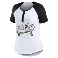 Chicago White Sox WEAR by Erin Andrews Women's Fitted Henley Raglan T-Shirt - MLB T-shirts