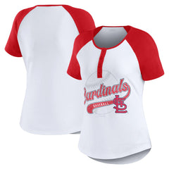 St. Louis Cardinals WEAR by Erin Andrews Women's Fitted Henley Raglan T-Shirt - MLB T-shirts