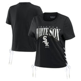Chicago White Sox WEAR by Erin Andrews Women's Side Lace-Up Cropped T-Shirt - MLB T-shirts