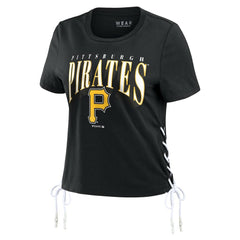 Pittsburgh Pirates WEAR by Erin Andrews Women's Side Lace-Up Cropped T-Shirt - MLB T-shirts