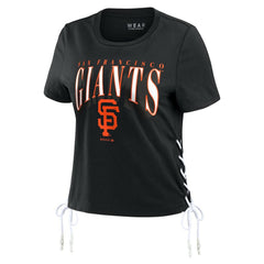 San Francisco Giants WEAR by Erin Andrews Women's Side Lace-Up Cropped T-Shirt - MLB T-shirts