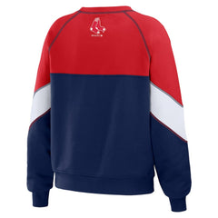 Boston Red Sox WEAR by Erin Andrews Women's Color Block Crew Neck Pullover Sweatshirt - MLB Pullover