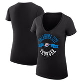 Black Oklahoma City Thunder G-III 4Her by Carl Banks Women's Super-Slim Fit Lightweight Large City Logo V-Neck T-Shirt | NBA