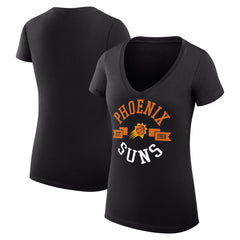 Black Phoenix Suns G-III 4Her by Carl Banks Women's Super-Slim Fit Lightweight Large City Logo V-Neck T-Shirt | NBA