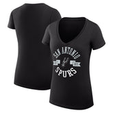 Black San Antonio Spurs G-III 4Her by Carl Banks Women's Super-Slim Fit Lightweight Large City Logo V-Neck T-Shirt | NBA