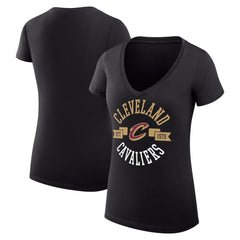 Black Cleveland Cavaliers G-III 4Her by Carl Banks Women's Super-Slim Fit Lightweight Large City Logo V-Neck T-Shirt sale | NBA
