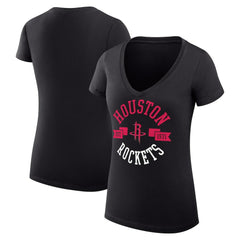Black Houston Rockets G-III 4Her by Carl Banks Women's Super-Slim Fit Lightweight Large City Logo V-Neck T-Shirt | NBA