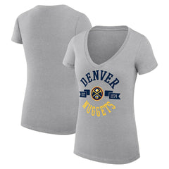 Heather Gray Denver Nuggets G-III 4Her by Carl Banks Women's Super-Slim Fit Lightweight Large City Logo V-Neck T-Shirt sale | NBA