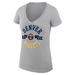 Heather Gray Denver Nuggets G-III 4Her by Carl Banks Women's Super-Slim Fit Lightweight Large City Logo V-Neck T-Shirt sale | NBA