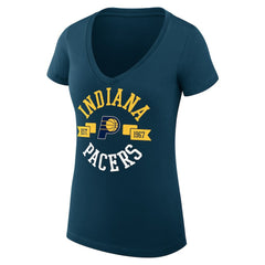 Navy Indiana Pacers G-III 4Her by Carl Banks Women's Super-Slim Fit Lightweight Large City Logo V-Neck T-Shirt | NBA