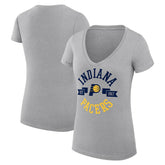 Heather Gray Indiana Pacers G-III 4Her by Carl Banks Women's Super-Slim Fit Lightweight Large City Logo V-Neck T-Shirt | NBA
