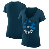 Navy Oklahoma City Thunder G-III 4Her by Carl Banks Women's Super-Slim Fit Lightweight Large City Logo V-Neck T-Shirt | NBA