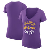 Purple Los Angeles Lakers G-III 4Her by Carl Banks Women's Super-Slim Fit Lightweight Large City Logo V-Neck T-Shirt | NBA
