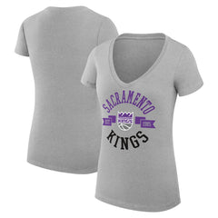 Heather Gray Sacramento Kings G-III 4Her by Carl Banks Women's Super-Slim Fit Lightweight Large City Logo V-Neck T-Shirt | NBA