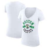 White Boston Celtics G-III 4Her by Carl Banks Women's Super-Slim Fit Lightweight Large City Logo V-Neck T-Shirt | NBA