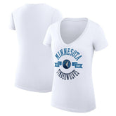 White Minnesota Timberwolves G-III 4Her by Carl Banks Women's Super-Slim Fit Lightweight Large City Logo V-Neck T-Shirt | NBA