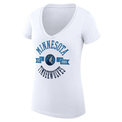 White Minnesota Timberwolves G-III 4Her by Carl Banks Women's Super-Slim Fit Lightweight Large City Logo V-Neck T-Shirt | NBA