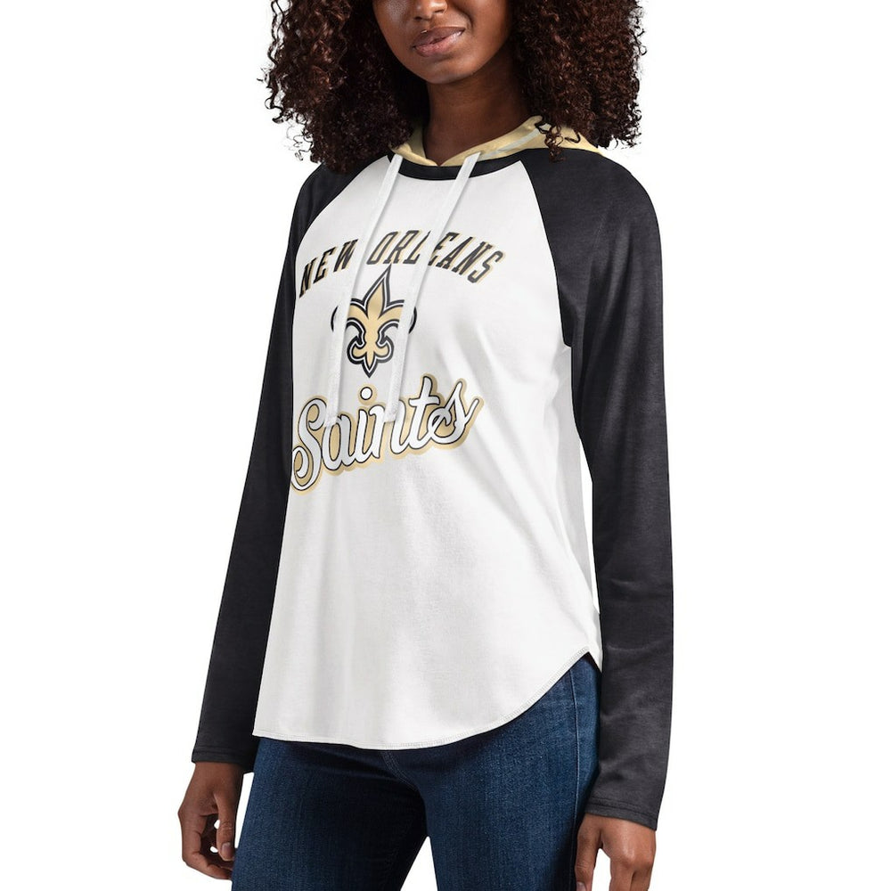 New Orleans Saints G-III 4Her by Carl Banks Women's MVP Raglan Hooded Long Sleeve T-Shirt | NFL Discount