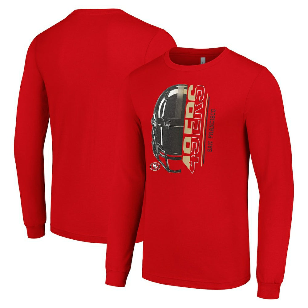 San Francisco 49ers Starter Half Helmet Logo Long Sleeve T-Shirt | NFL Discount