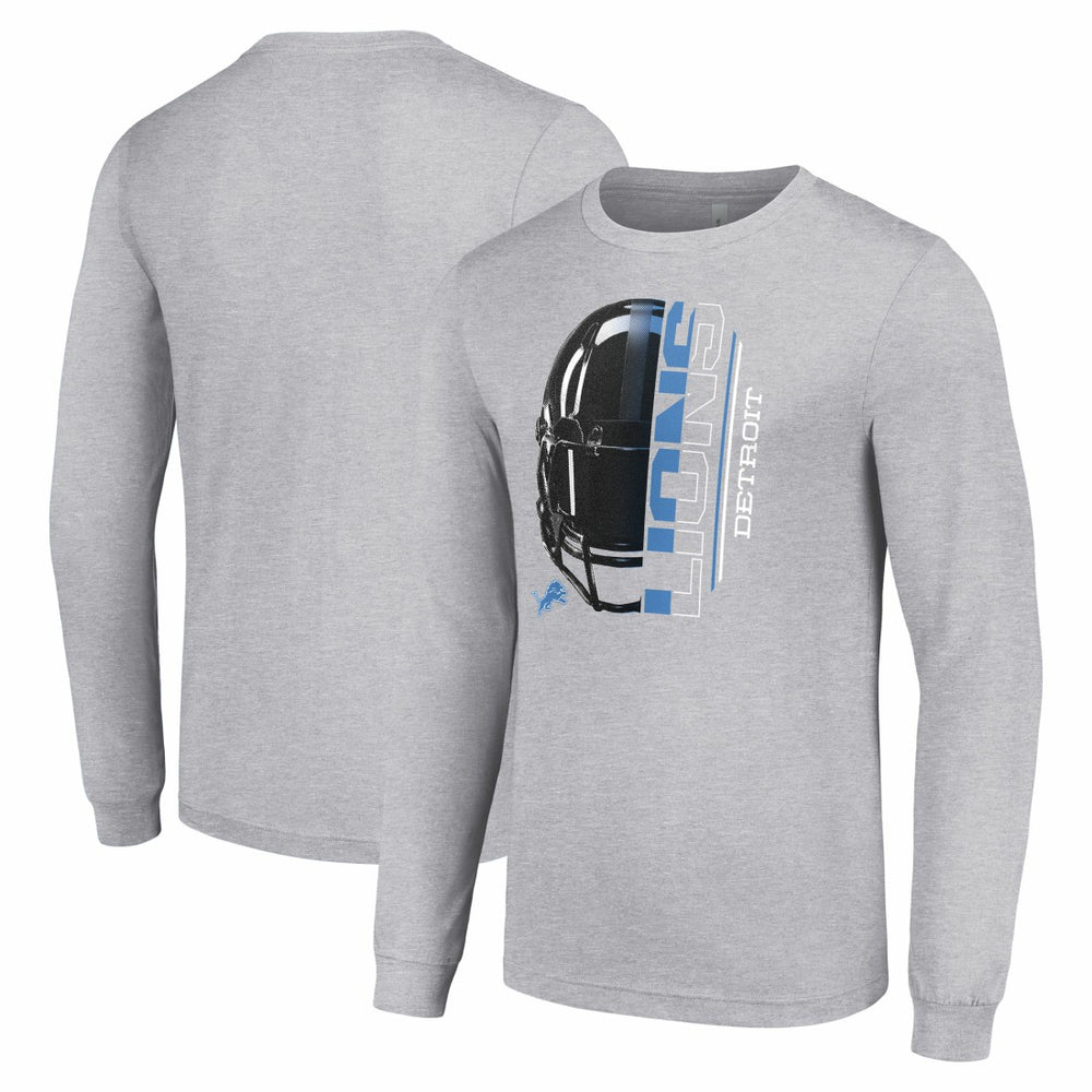 Detroit Lions Starter Half Helmet Logo Long Sleeve Heathered T-Shirt | NFL Discount