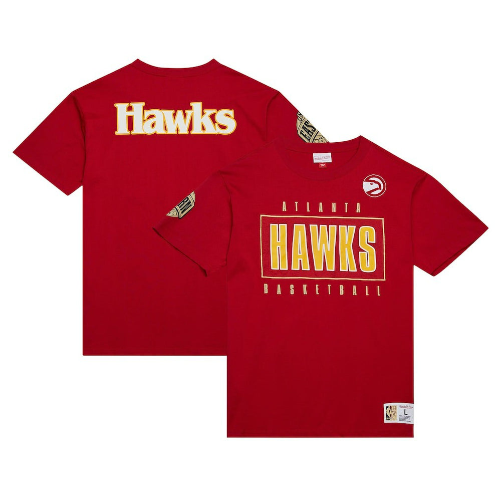 Red Atlanta Hawks Hardwood Classics Team OG 2.0 Premium Vintage Logo T-Shirt | NBA