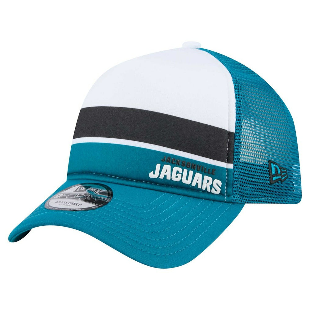 Jacksonville Jaguars Color-Block 9FORTY A-Frame Trucker Adjustable Hat | NFL Outlet
