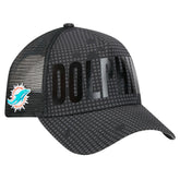 Miami Dolphins Midnight Ink Tonal Text A-Frame Trucker 9FORTY Adjustable Hat | NFL Online