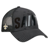 New Orleans Saints Midnight Ink Tonal Text A-Frame Trucker 9FORTY Adjustable Hat | NFL Discount